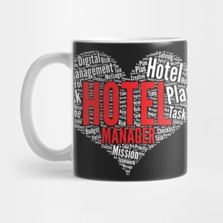 Hotel Manager Heart Shape Word Cloud Design print Mug
